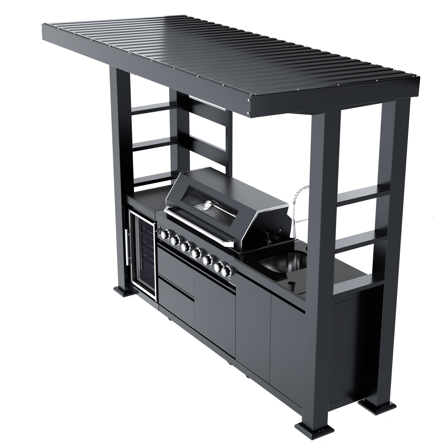 VerveLine Elite Pavilion Series Black - 6 Burner Outdoor Kitchen