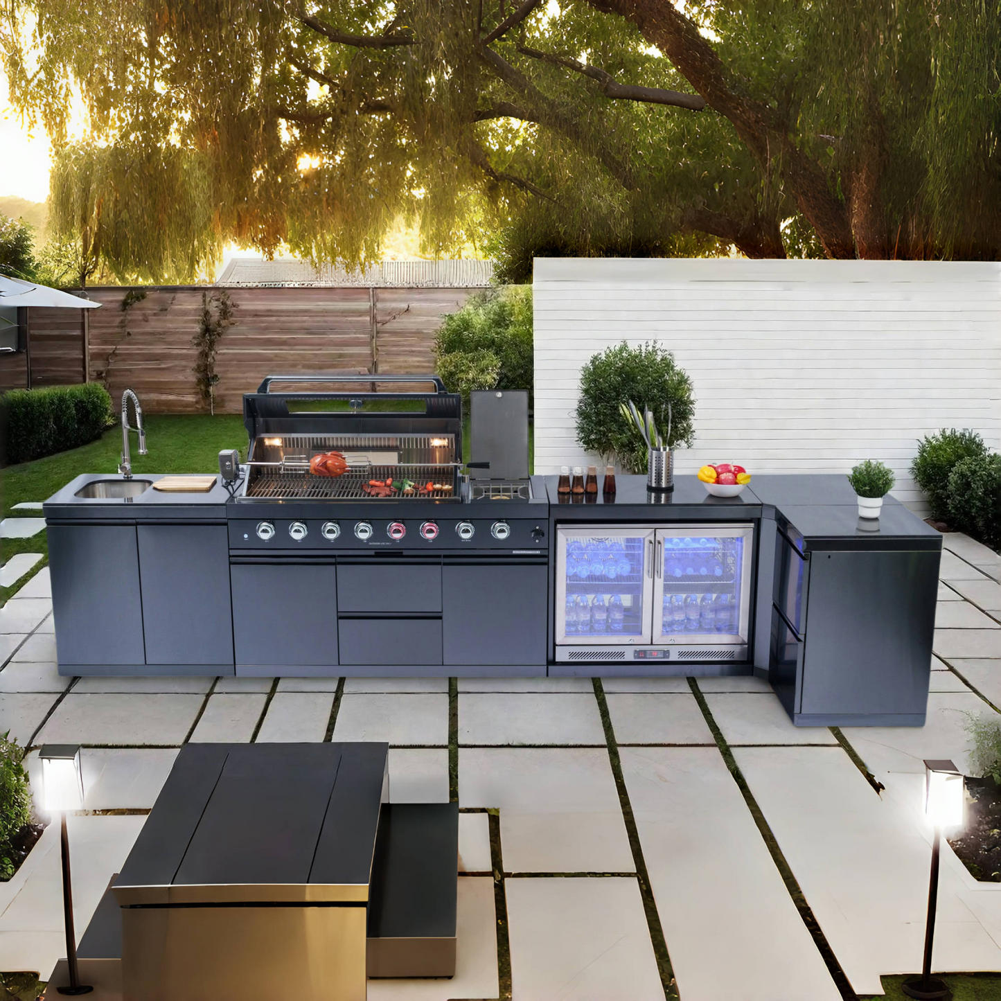 VerveLine Grand Series Black - 6 Burner Outdoor Kitchen