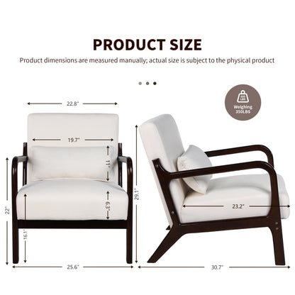 Maison Verve Odette Accent Chair - Cotton-Linen Upholstery, Wood Frame