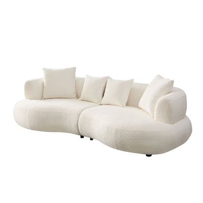 Maison Verve Lourmarin Bouclé Sofa, 102" - Ivory Performance Weave, 3-Seat