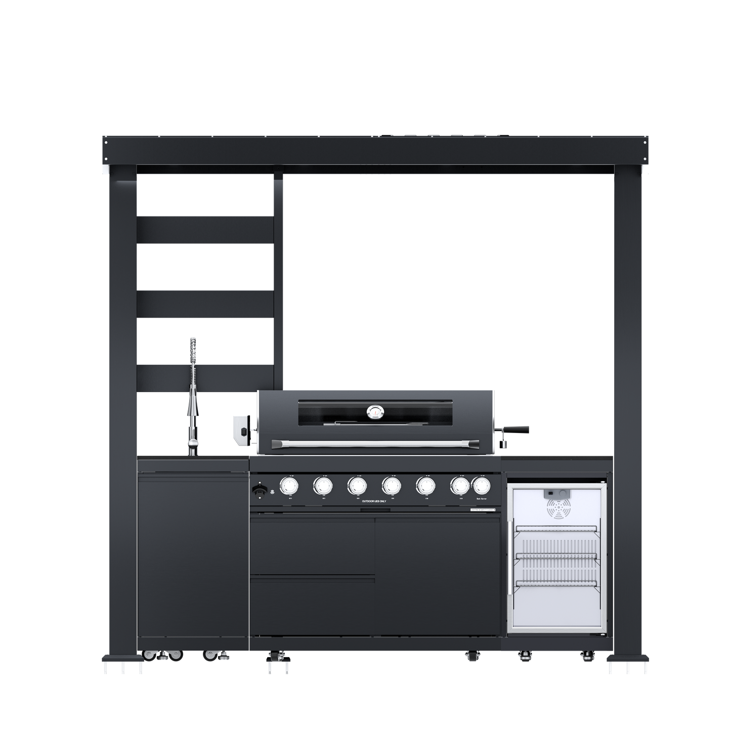VerveLine Deluxe Pavilion Series Black - 6 Burner Outdoor Kitchen