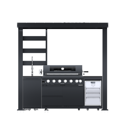 VerveLine Deluxe Pavilion Series Black - 6 Burner Outdoor Kitchen