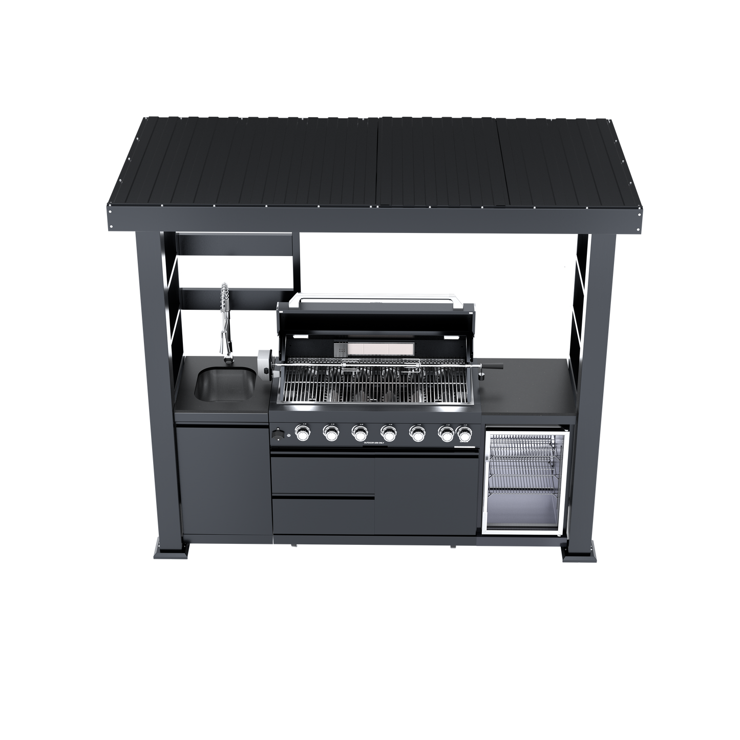 VerveLine Deluxe Pavilion Series Black - 6 Burner Outdoor Kitchen