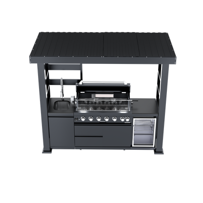 VerveLine Deluxe Pavilion Series Black - 6 Burner Outdoor Kitchen
