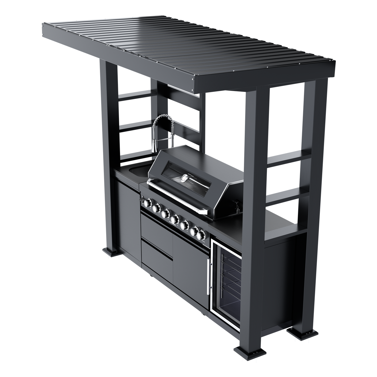 VerveLine Deluxe Pavilion Series Black - 6 Burner Outdoor Kitchen
