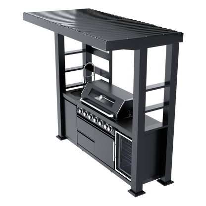 VerveLine Deluxe Pavilion Series Black - 6 Burner Outdoor Kitchen