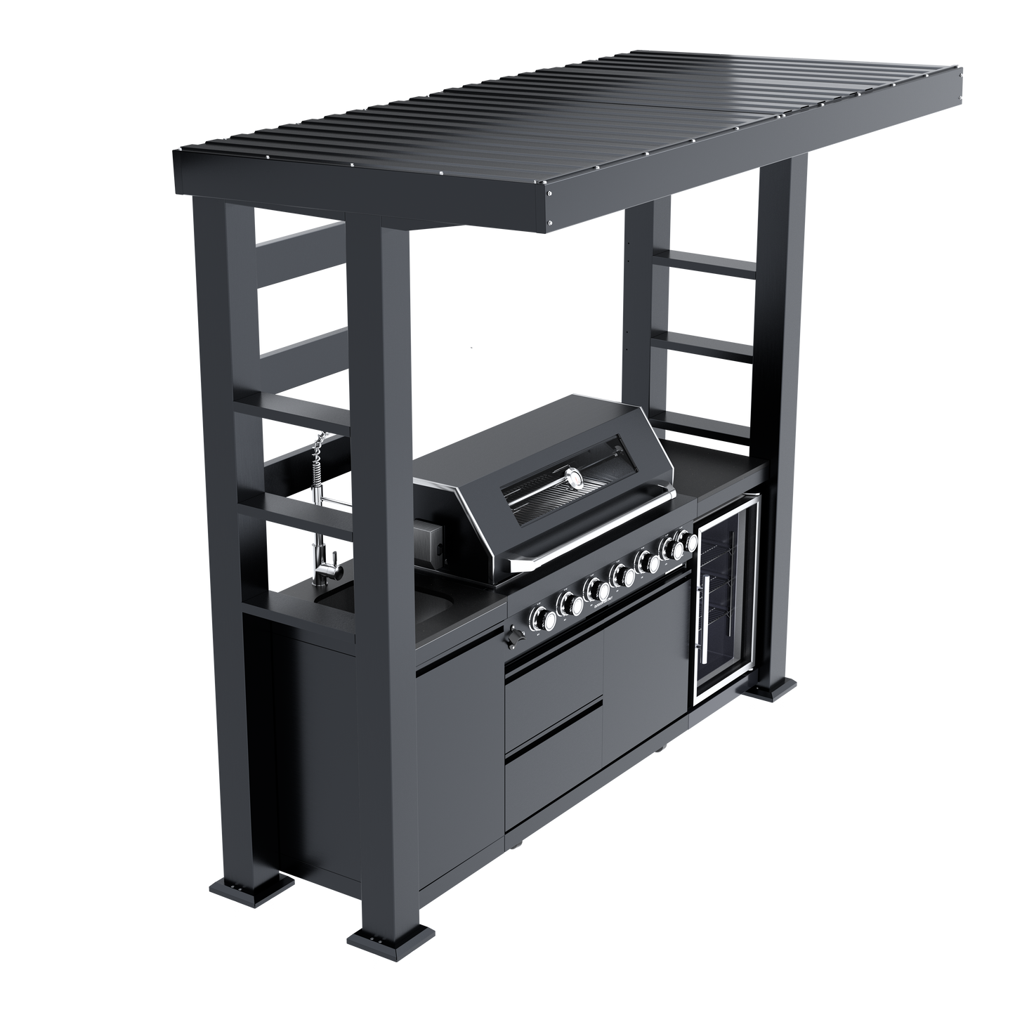 VerveLine Deluxe Pavilion Series Black - 6 Burner Outdoor Kitchen
