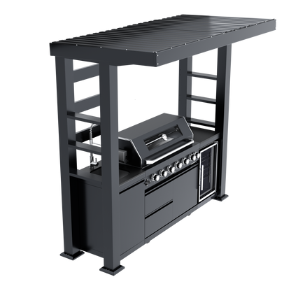 VerveLine Deluxe Pavilion Series Black - 6 Burner Outdoor Kitchen