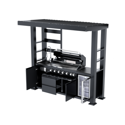 VerveLine Deluxe Pavilion Series Black - 6 Burner Outdoor Kitchen
