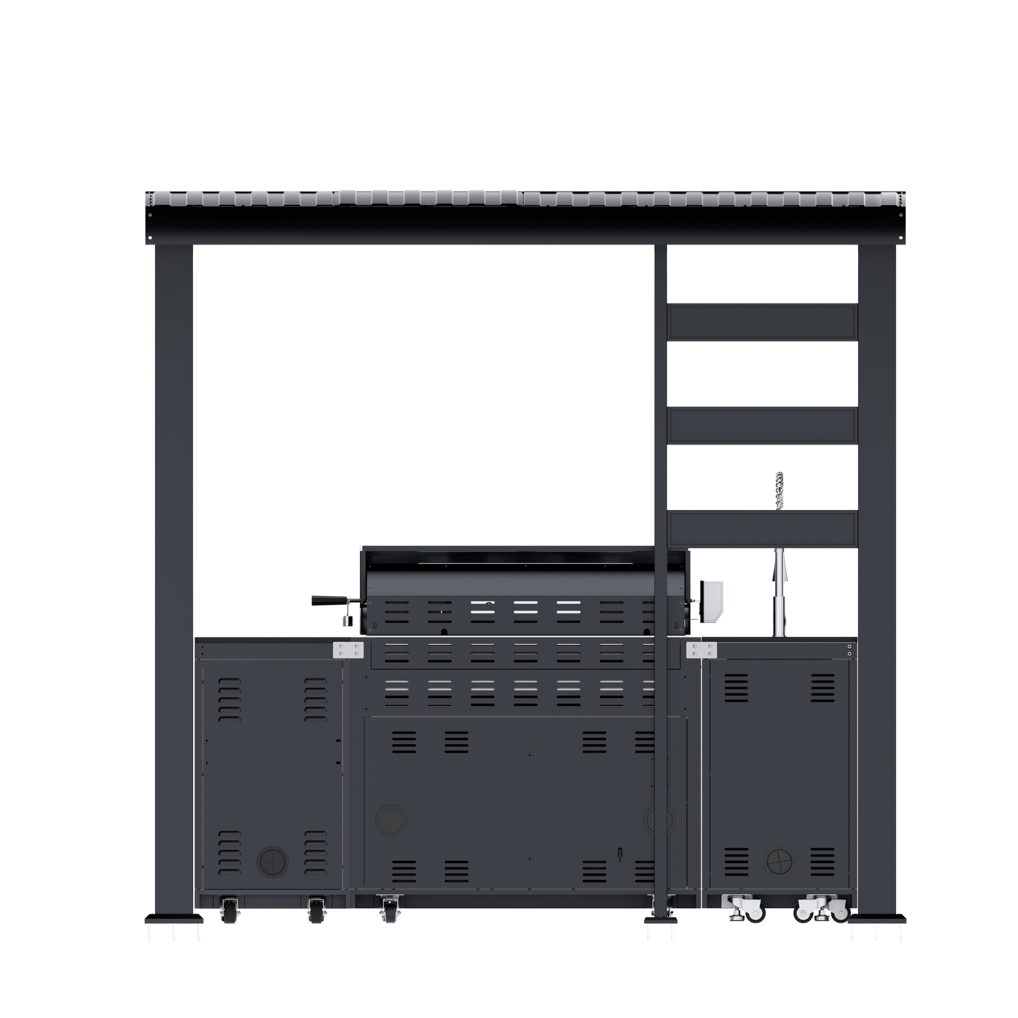 VerveLine Deluxe Pavilion Series Black - 6 Burner Outdoor Kitchen