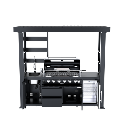 VerveLine Deluxe Pavilion Series Black - 6 Burner Outdoor Kitchen