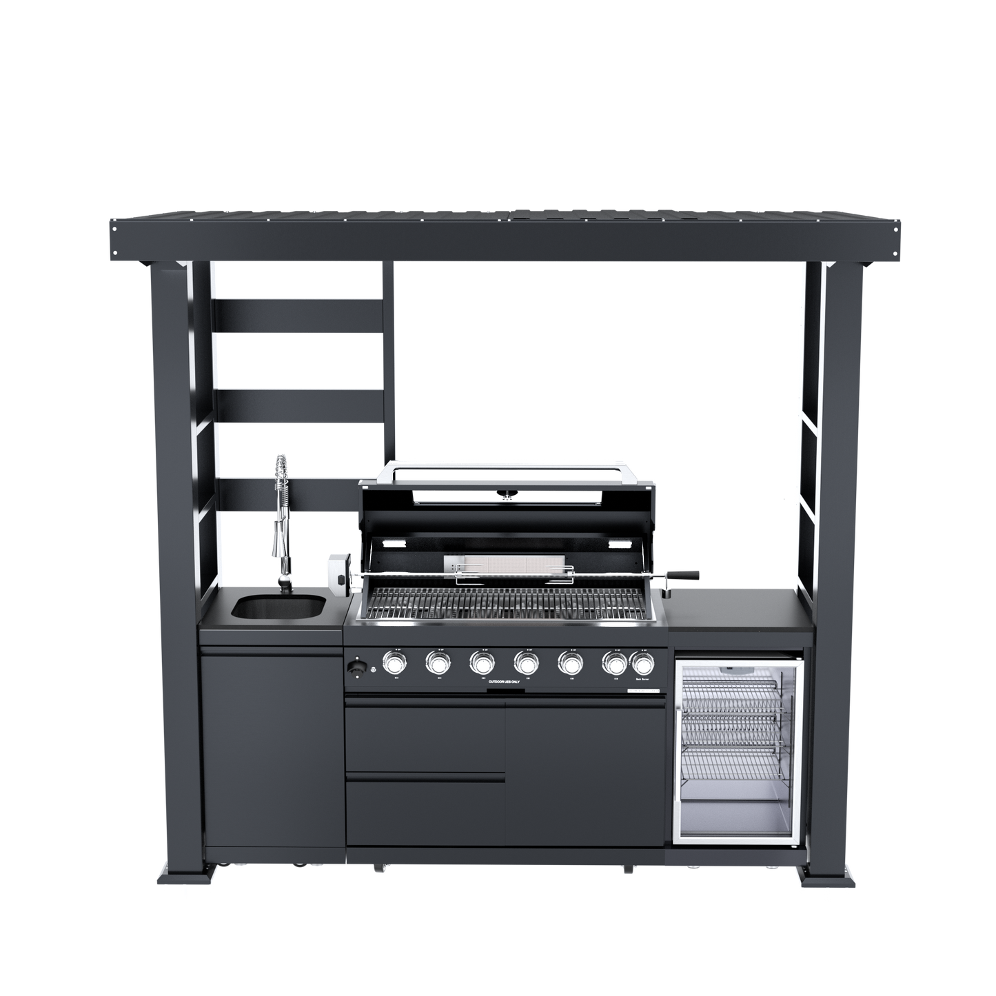 VerveLine Deluxe Pavilion Series Black - 6 Burner Outdoor Kitchen