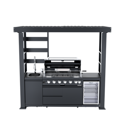 VerveLine Deluxe Pavilion Series Black - 6 Burner Outdoor Kitchen