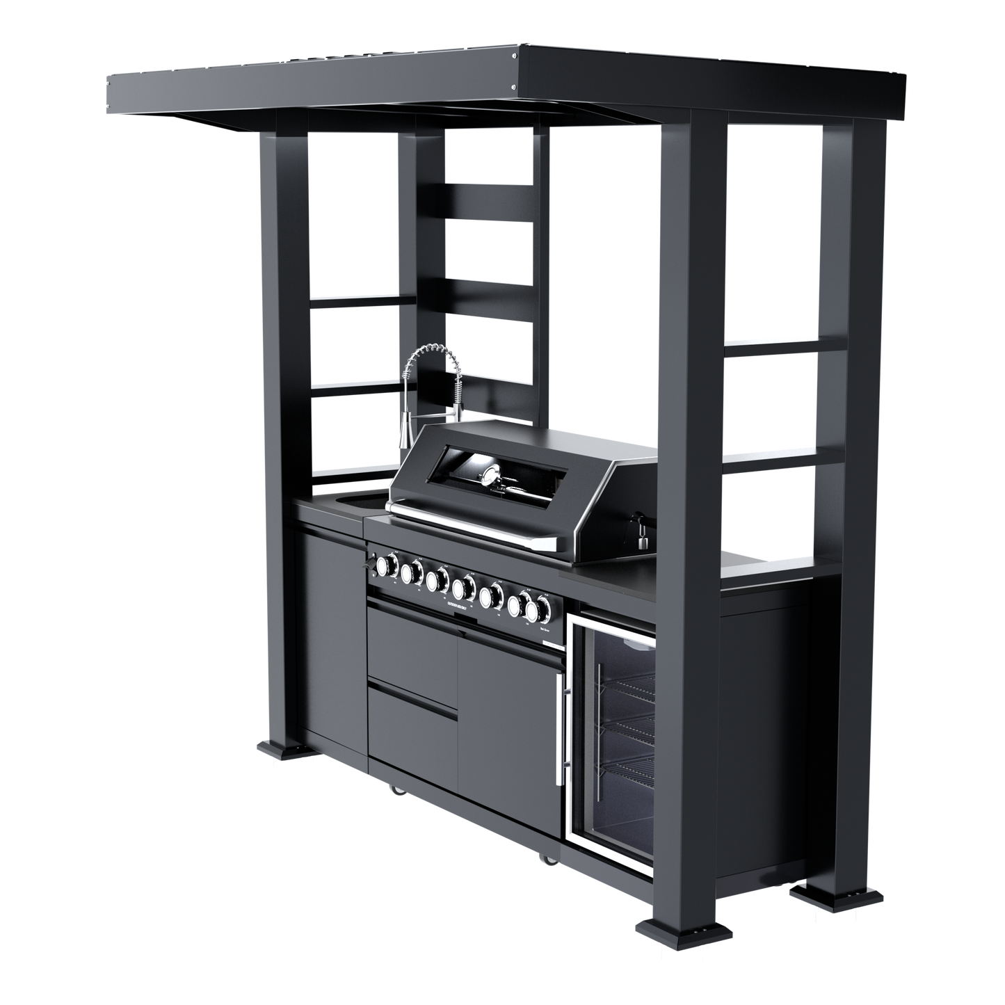 VerveLine Deluxe Pavilion Series Black - 6 Burner Outdoor Kitchen