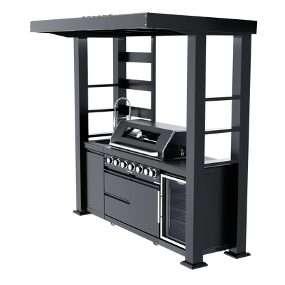 VerveLine Deluxe Pavilion Series Black - 6 Burner Outdoor Kitchen