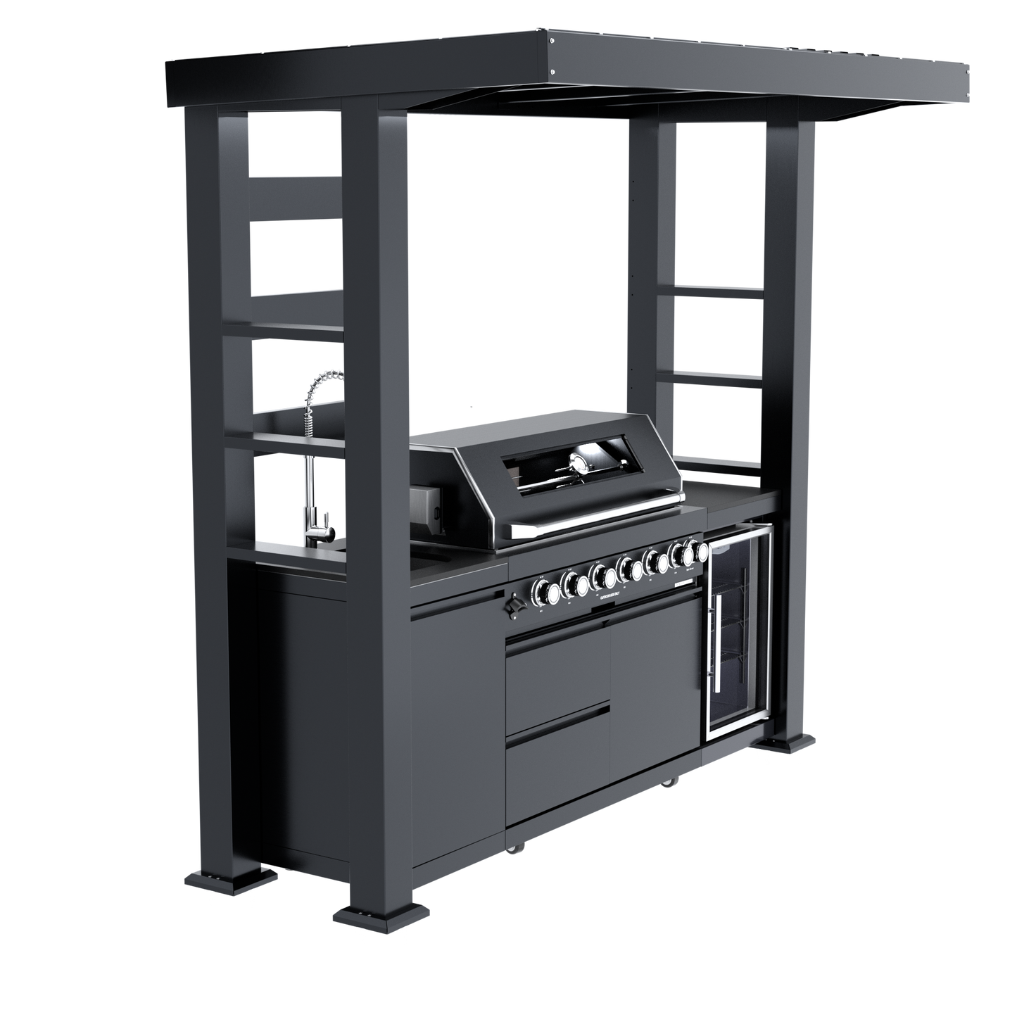 VerveLine Deluxe Pavilion Series Black - 6 Burner Outdoor Kitchen