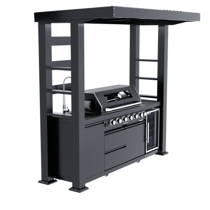 VerveLine Deluxe Pavilion Series Black - 6 Burner Outdoor Kitchen