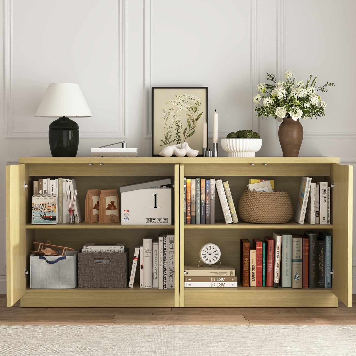 Maison Verve Cassis Slim Storage Console, 63" - Fluted Front Sideboard