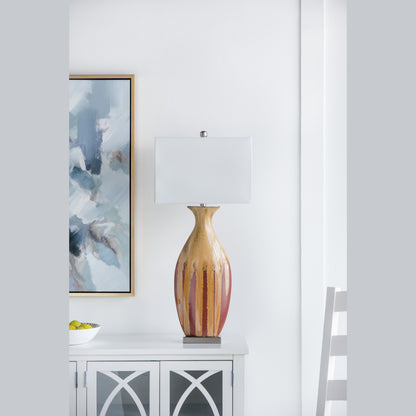 Maison Verve Colette Table Lamp, 36" - Hand-Glazed Ceramic, Rectangular Shade