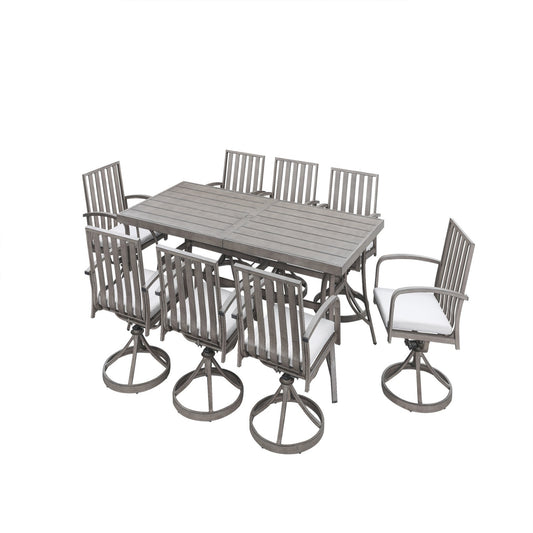 Hampton Crest 9 Piece Swivel Dining Set