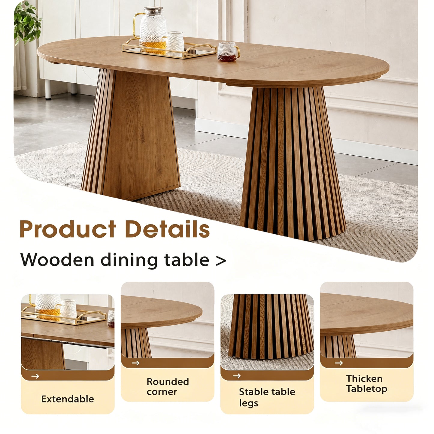 Maison Verve Sancerre Dining Table, 71" - Pedestal Base, Seats 6