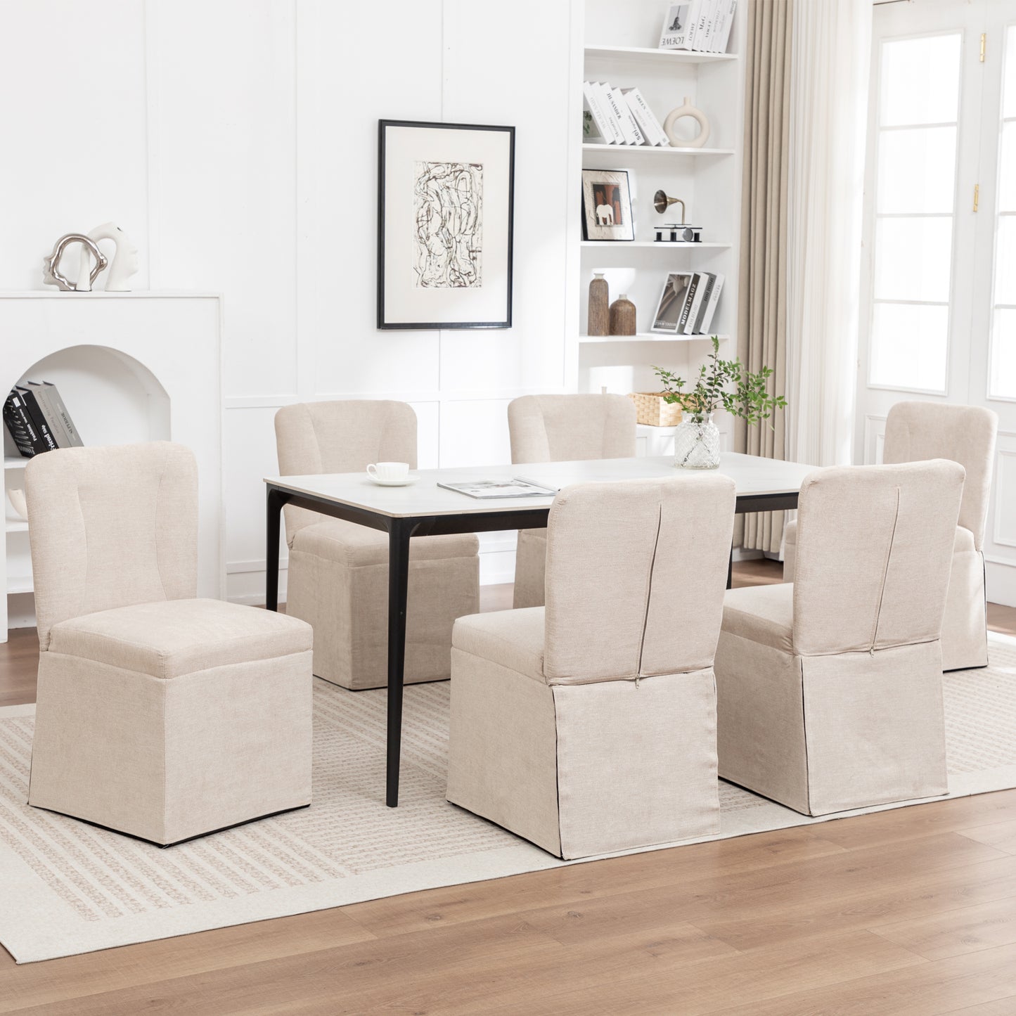 Maison Verve Belmont Dining Chair (Set of 2) - Linen Upholstery, Wood Legs