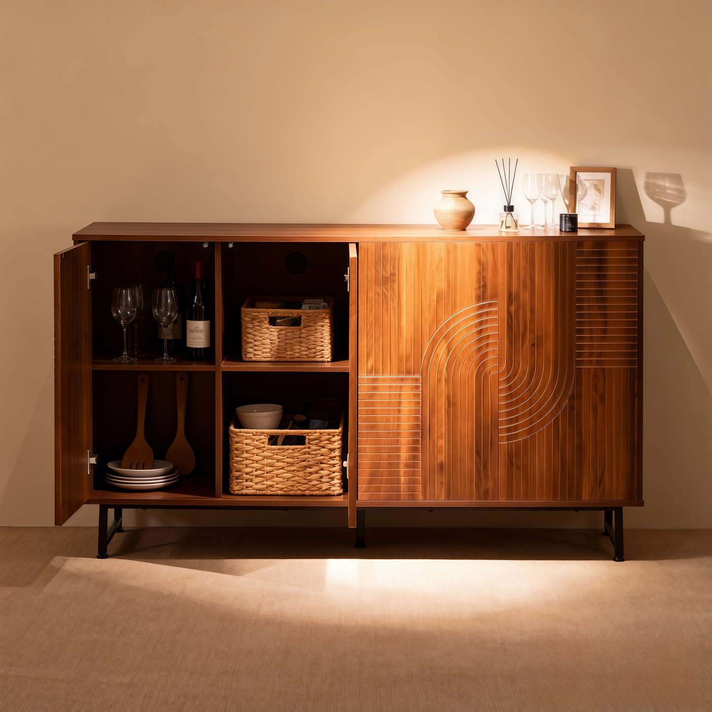 Maison Verve Provence Storage Sideboard, 59" - 2-Door Buffet Cabine