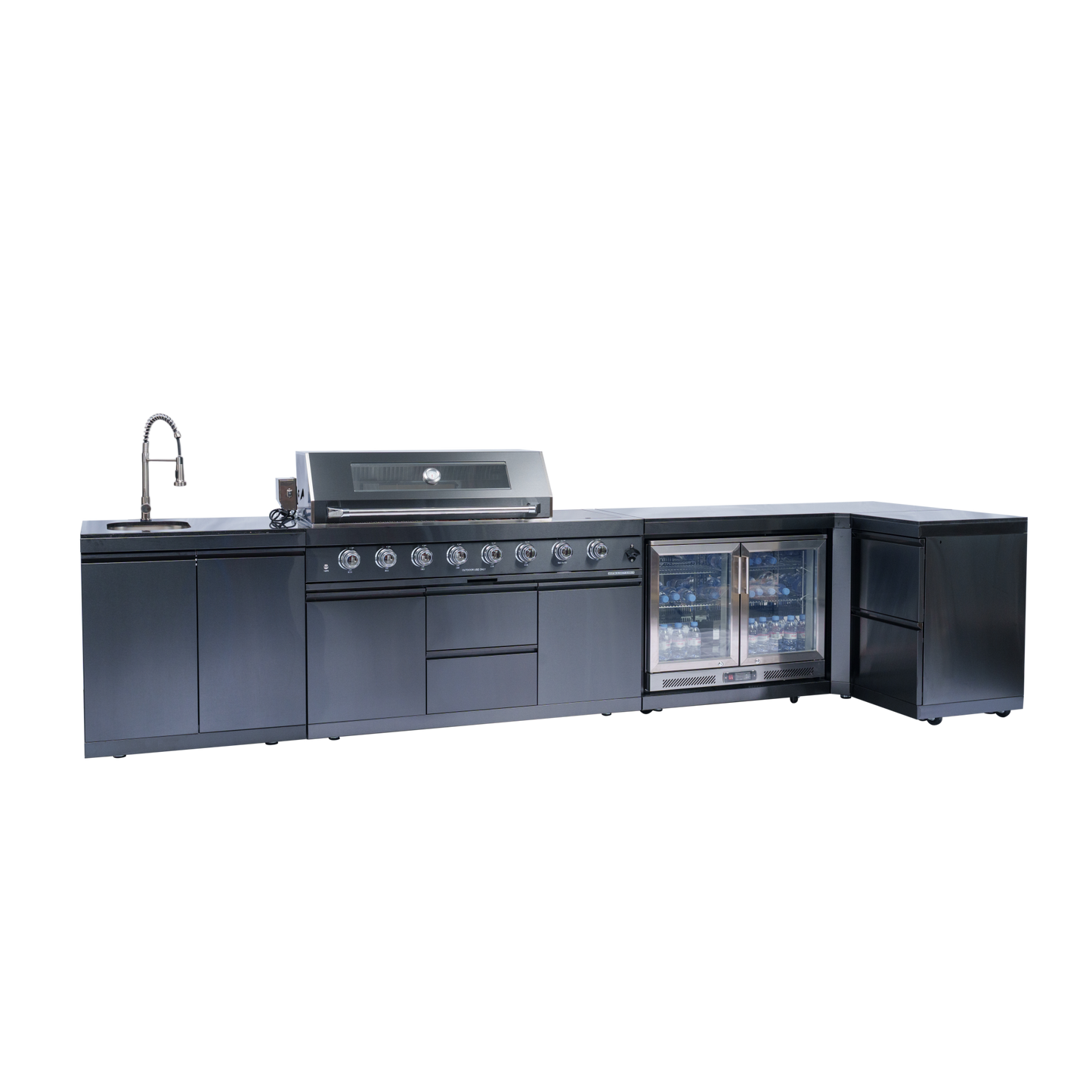 VerveLine Grand Series Black - 6 Burner Outdoor Kitchen