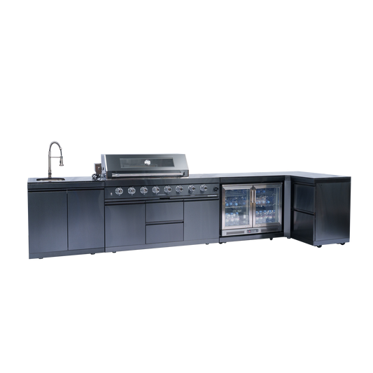 VerveLine Grand Series Black - 6 Burner Outdoor Kitchen