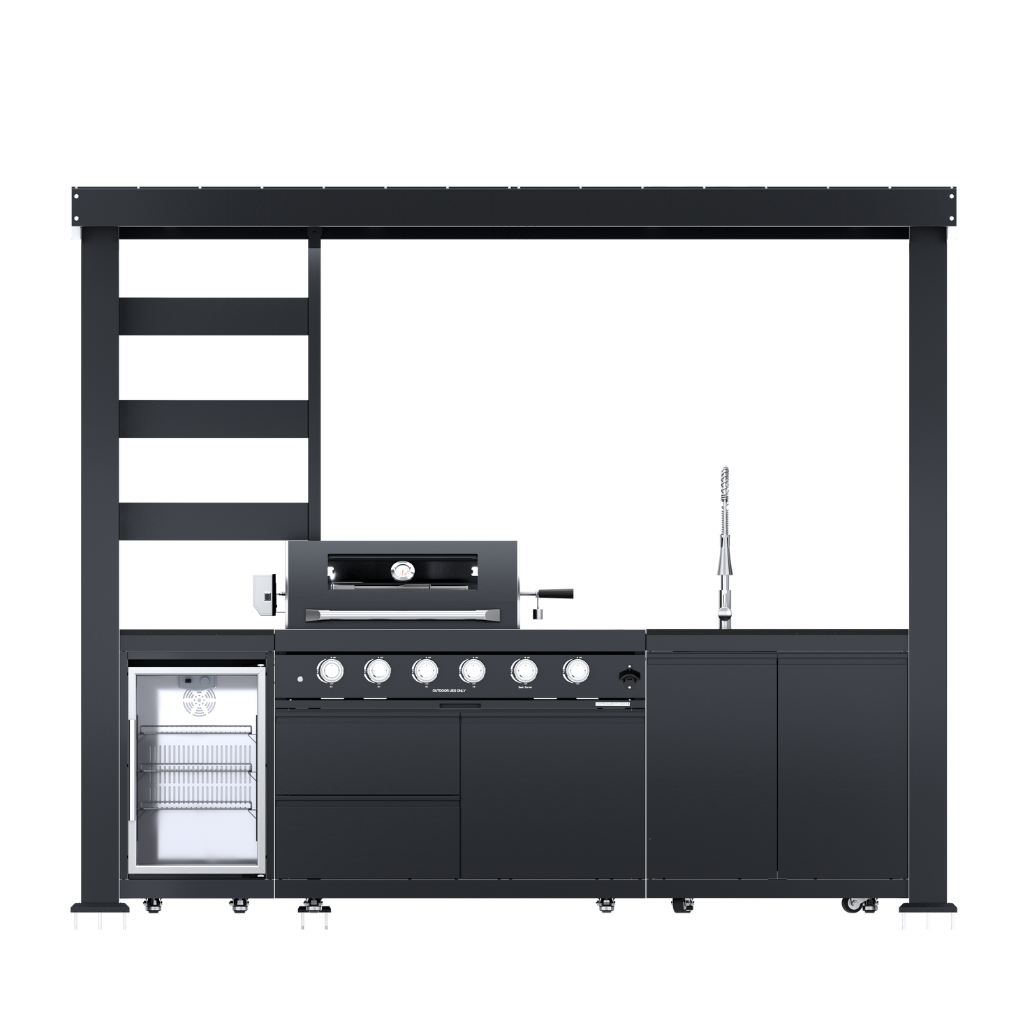 VerveLine Pavilion Series Black - 4 Burner Outdoor Kitchen