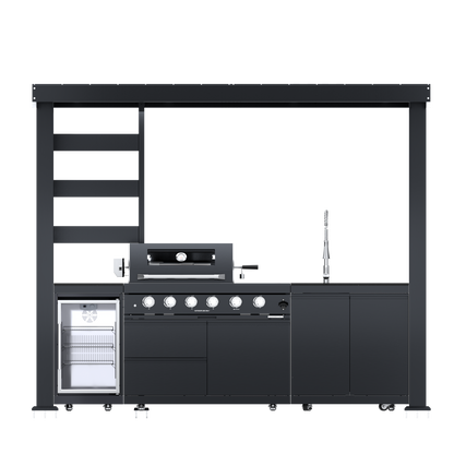 VerveLine Pavilion Series Black - 4 Burner Outdoor Kitchen