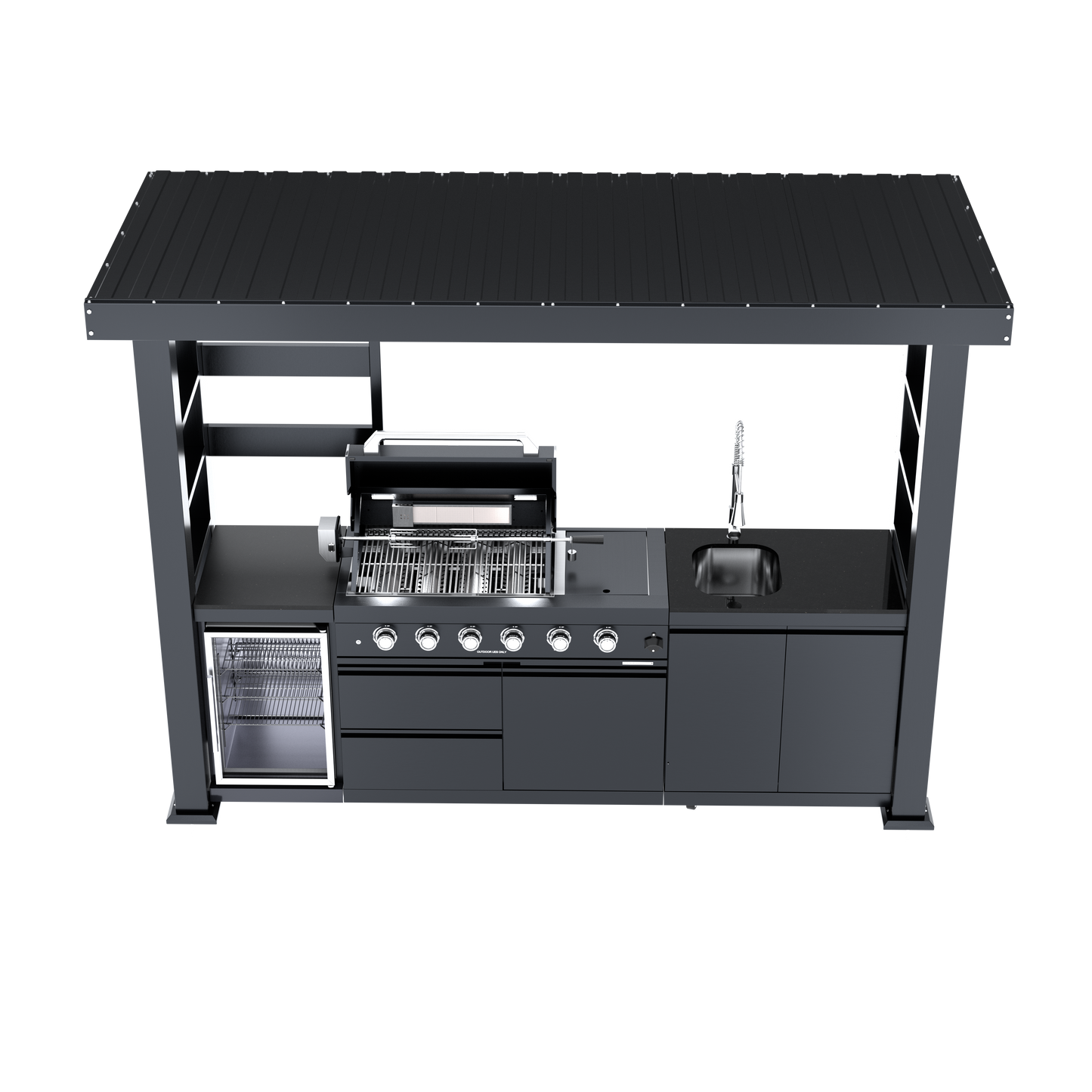 VerveLine Pavilion Series Black - 4 Burner Outdoor Kitchen