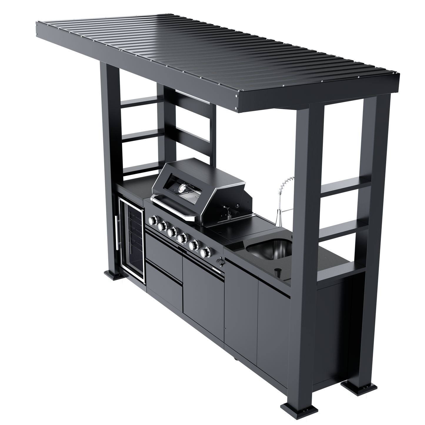 VerveLine Pavilion Series Black - 4 Burner Outdoor Kitchen