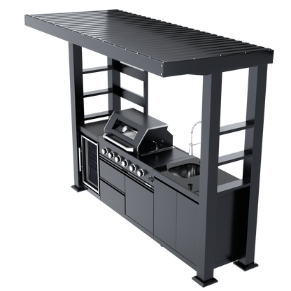 VerveLine Pavilion Series Black - 4 Burner Outdoor Kitchen