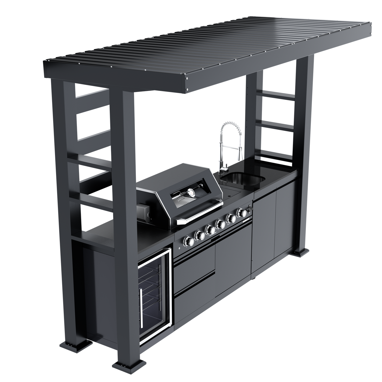 VerveLine Pavilion Series Black - 4 Burner Outdoor Kitchen