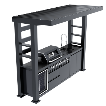 VerveLine Pavilion Series Black - 4 Burner Outdoor Kitchen