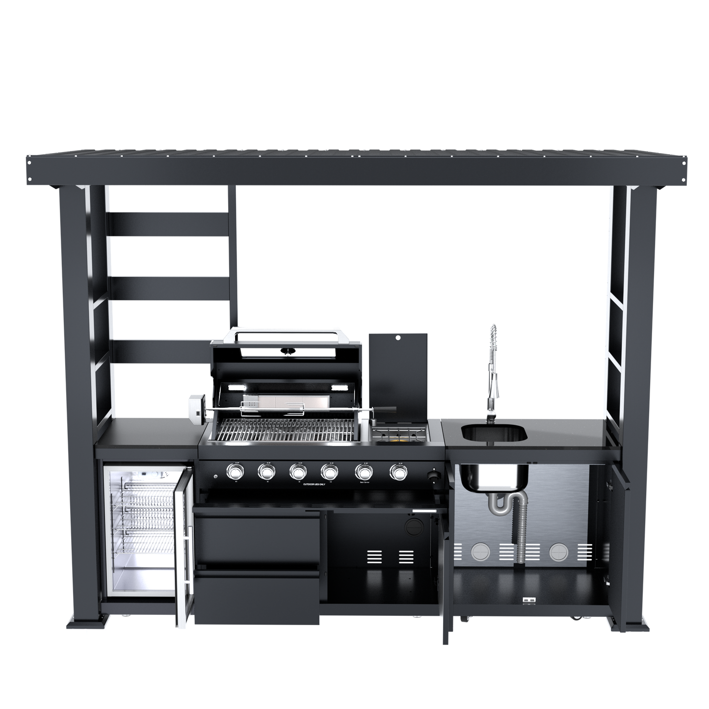 VerveLine Pavilion Series Black - 4 Burner Outdoor Kitchen