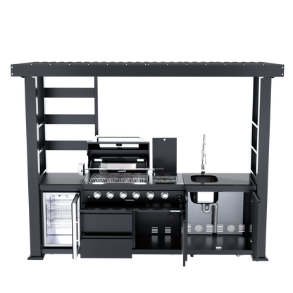 VerveLine Pavilion Series Black - 4 Burner Outdoor Kitchen