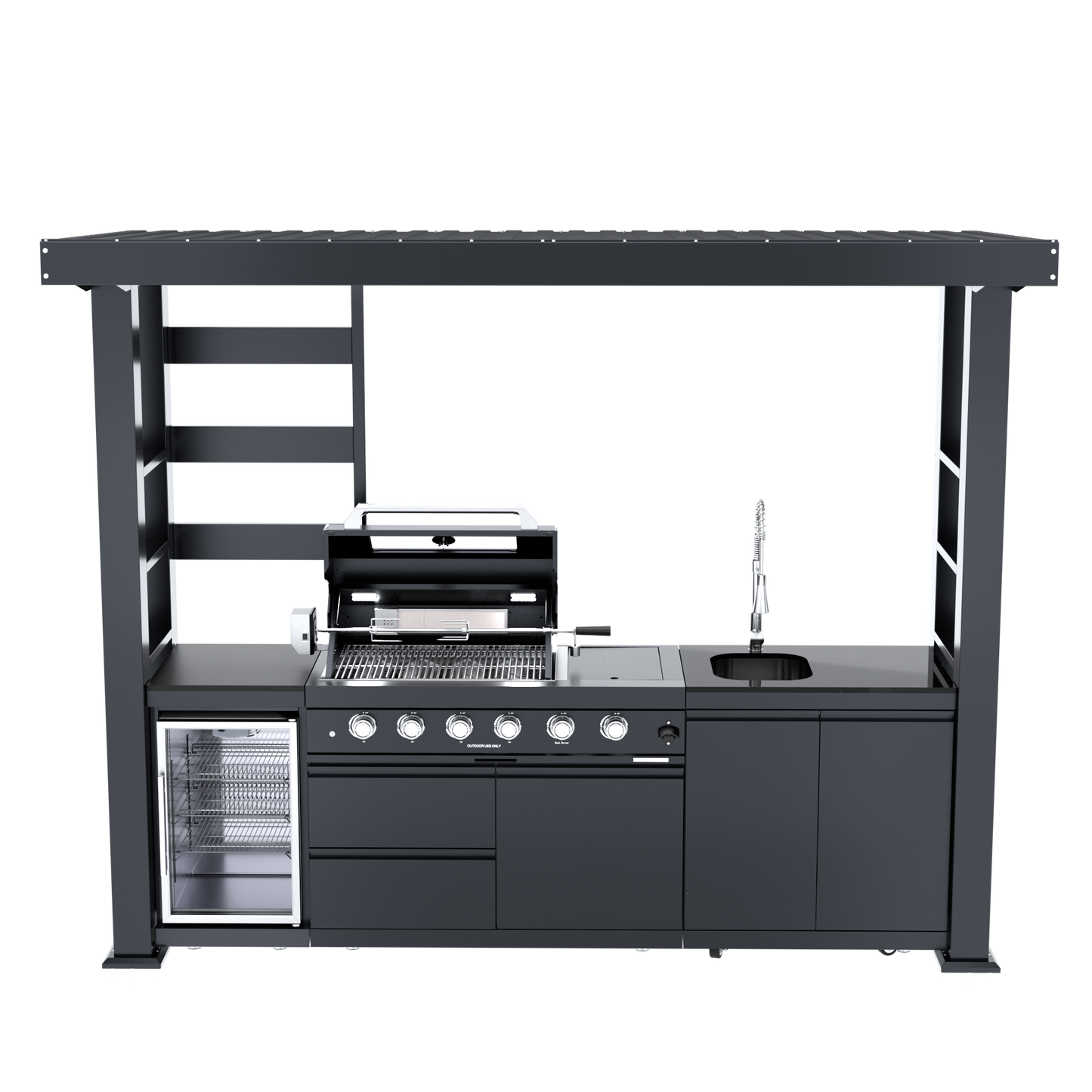 VerveLine Pavilion Series Black - 4 Burner Outdoor Kitchen