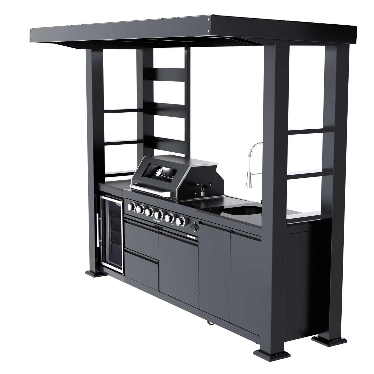 VerveLine Pavilion Series Black - 4 Burner Outdoor Kitchen