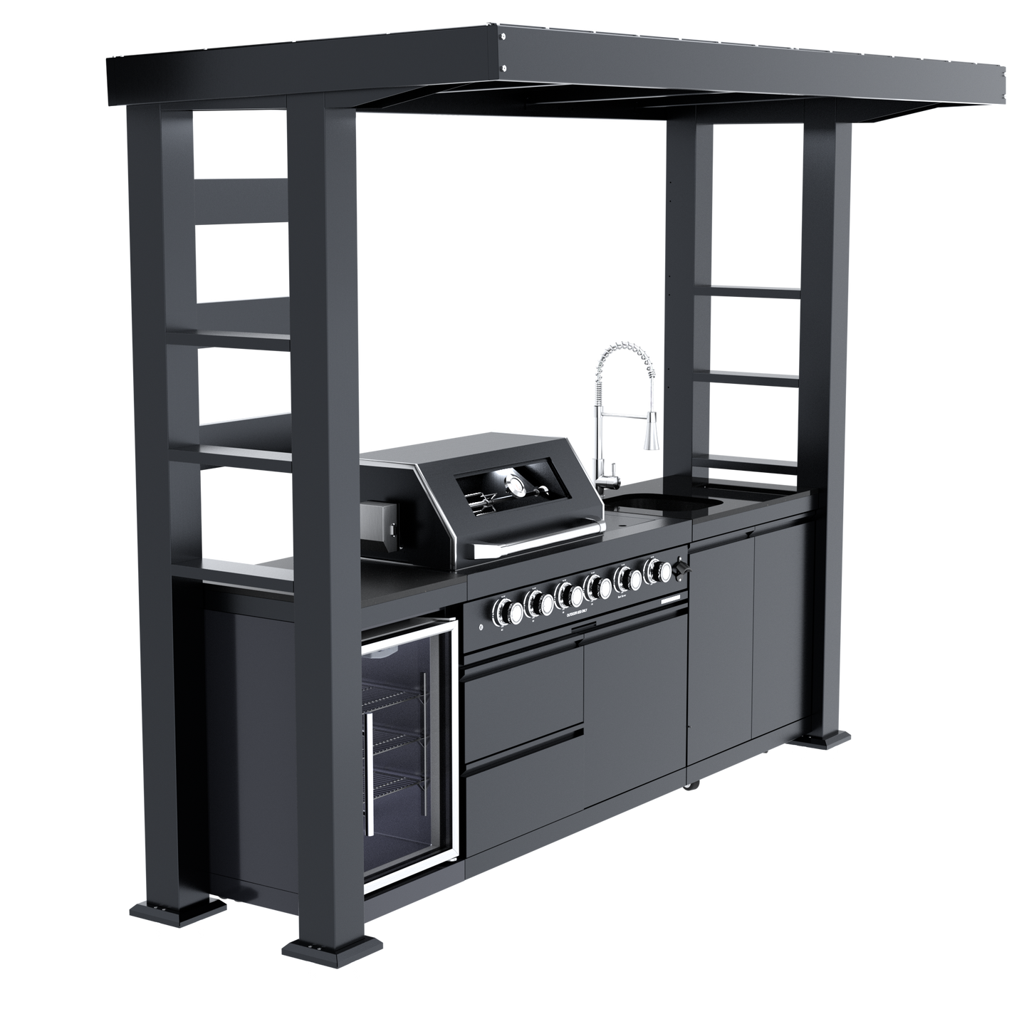 VerveLine Pavilion Series Black - 4 Burner Outdoor Kitchen