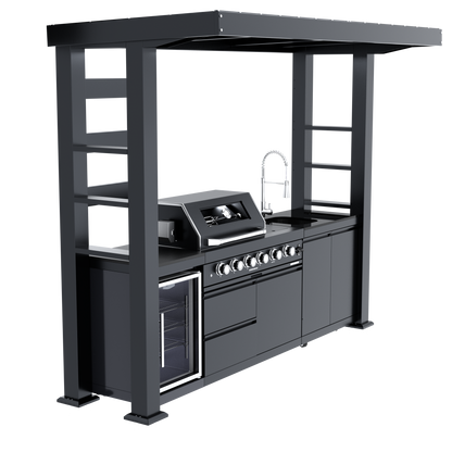 VerveLine Pavilion Series Black - 4 Burner Outdoor Kitchen