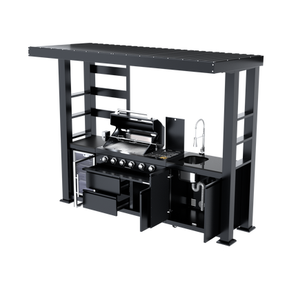 VerveLine Pavilion Series Black - 4 Burner Outdoor Kitchen