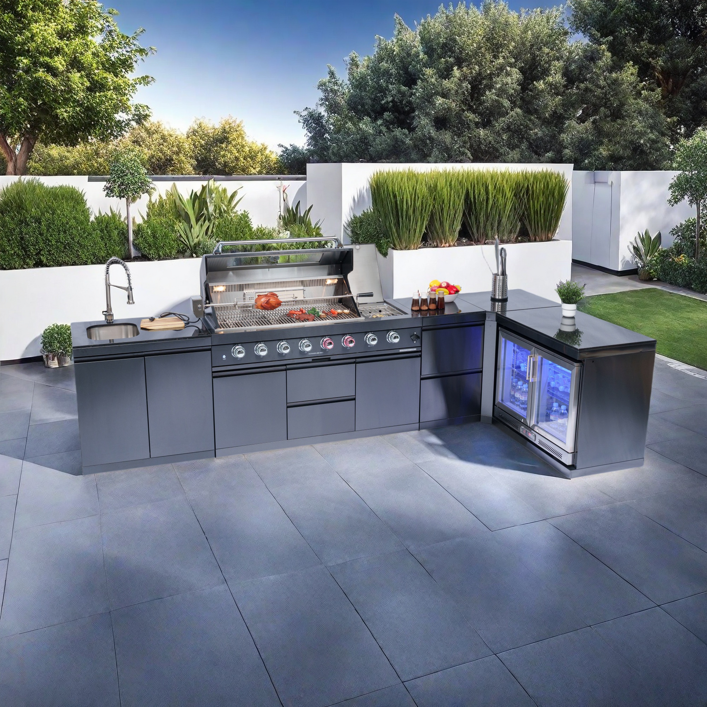VerveLine Grand Series Black - 6 Burner Outdoor Kitchen