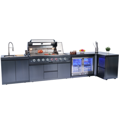 VerveLine Grand Series Black - 6 Burner Outdoor Kitchen