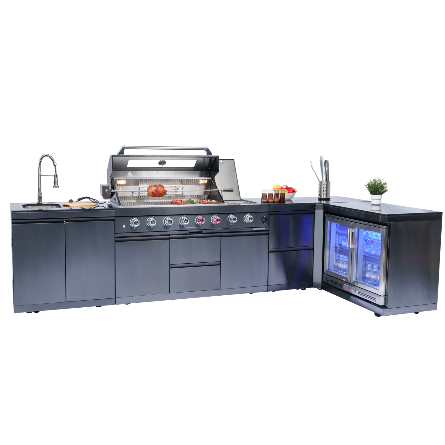 VerveLine Grand Series Black - 6 Burner Outdoor Kitchen