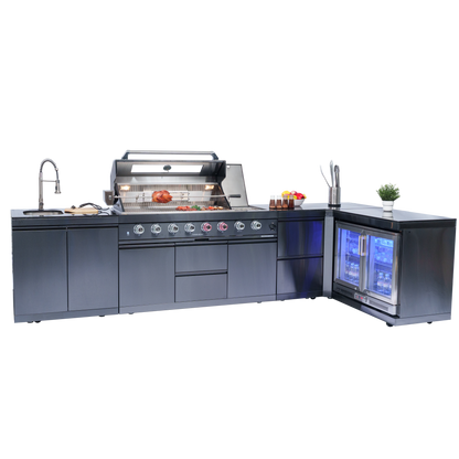 VerveLine Grand Series Black - 6 Burner Outdoor Kitchen