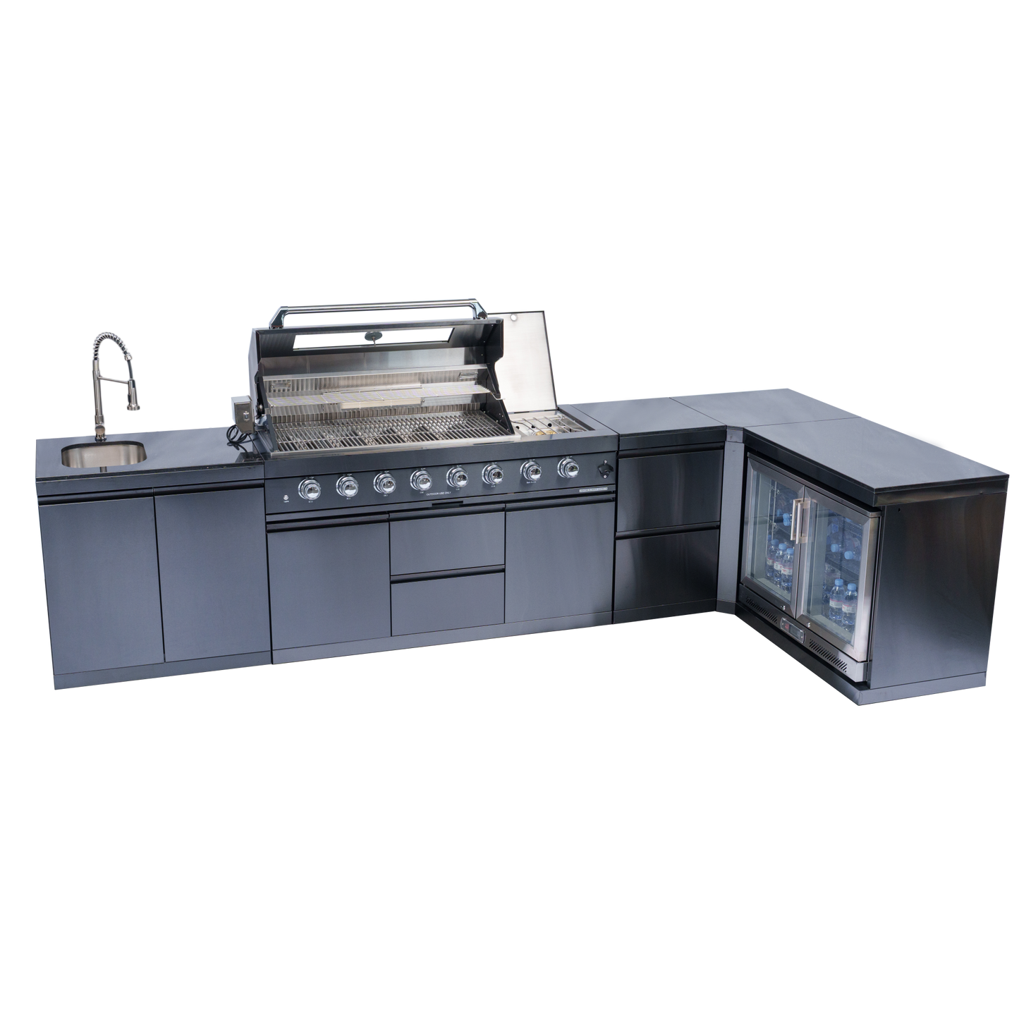 VerveLine Grand Series Black - 6 Burner Outdoor Kitchen