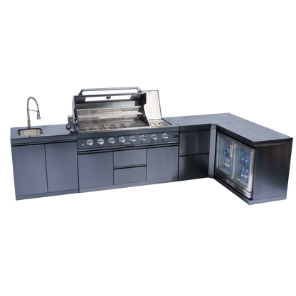 VerveLine Grand Series Black - 6 Burner Outdoor Kitchen