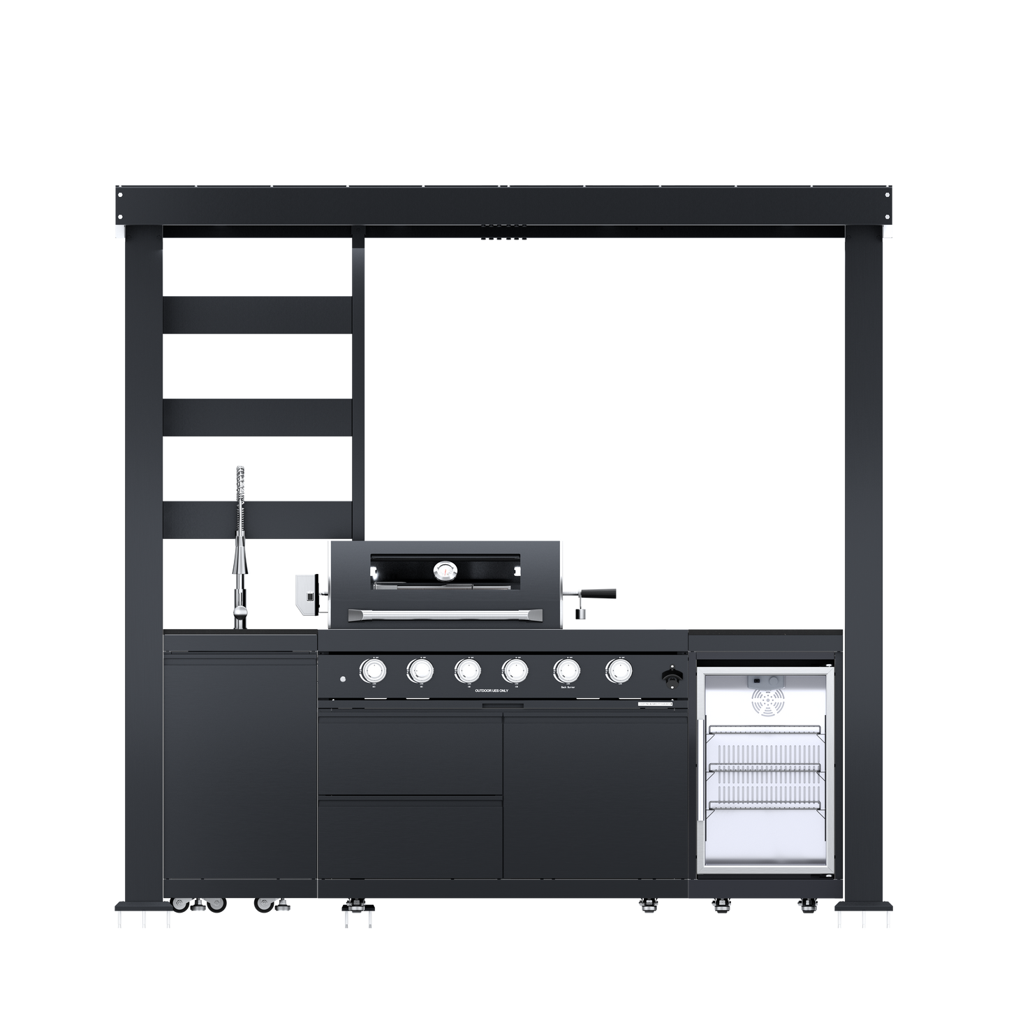 VerveLine Premium Pavilion Series Black - 4 Burner Outdoor Kitchen
